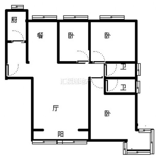 K2狮子城3室2厅1卫户型图