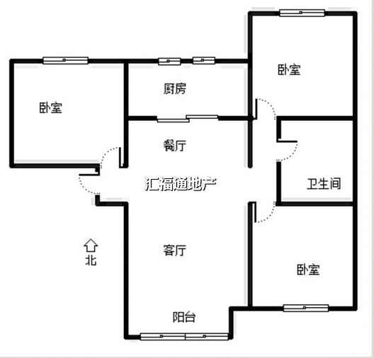 鸿坤理想湾3室2厅1卫户型图