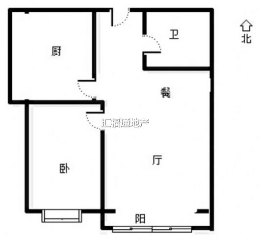 香邑溪谷玫瑰园1室2厅1卫户型图