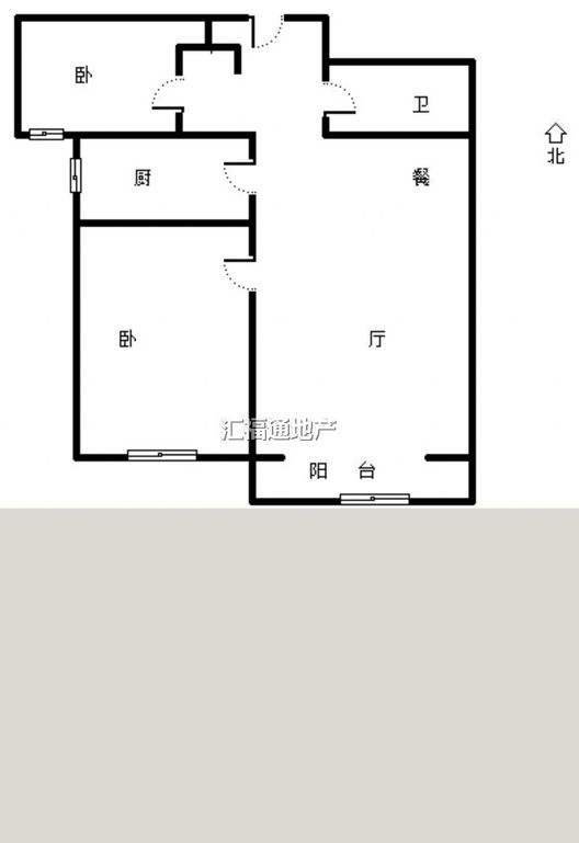 鹏渤印象城·牛津花园2室2厅1卫户型图