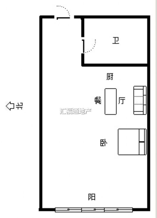 京第银座1室1厅1卫户型图