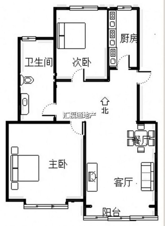 天地新城2室2厅1卫户型图