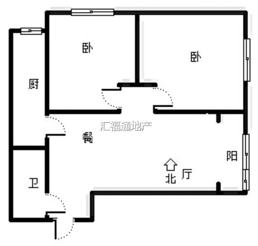 翡翠滨江2室2厅1卫户型图