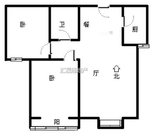 水岸花城2室1厅1卫户型图