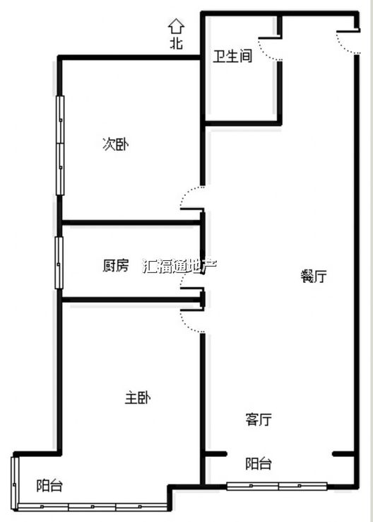 鹏渤印象城·牛津花园2室2厅1卫户型图