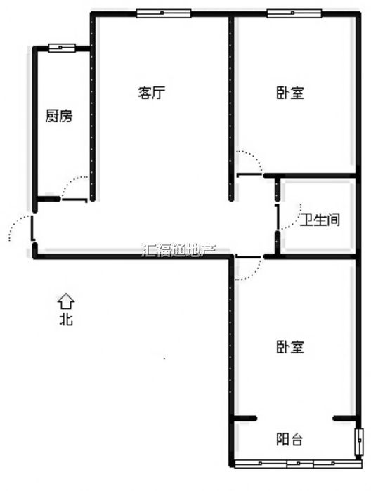 水岸花城2室2厅1卫户型图