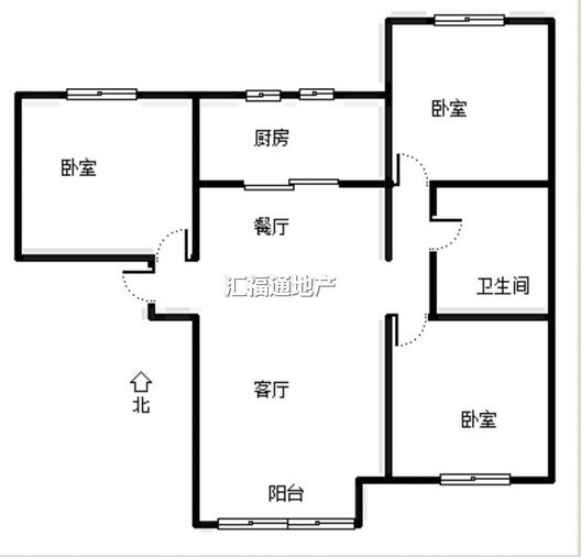 鸿坤理想湾3室2厅1卫户型图