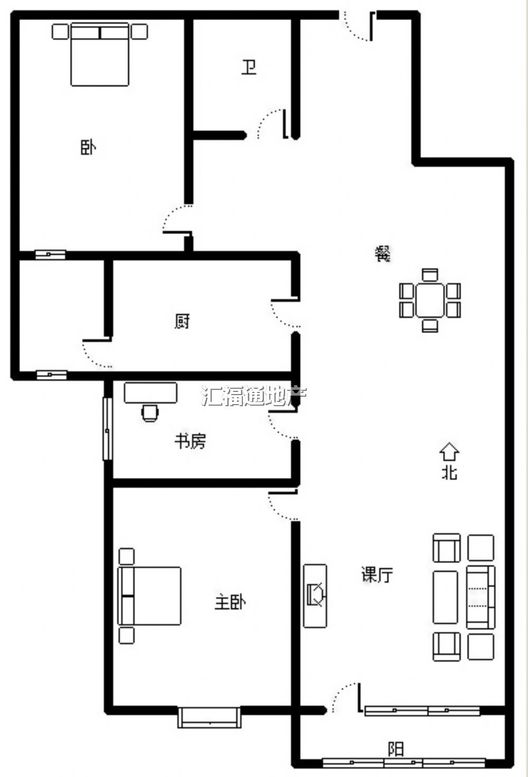 华融现代城3室1厅1卫户型图