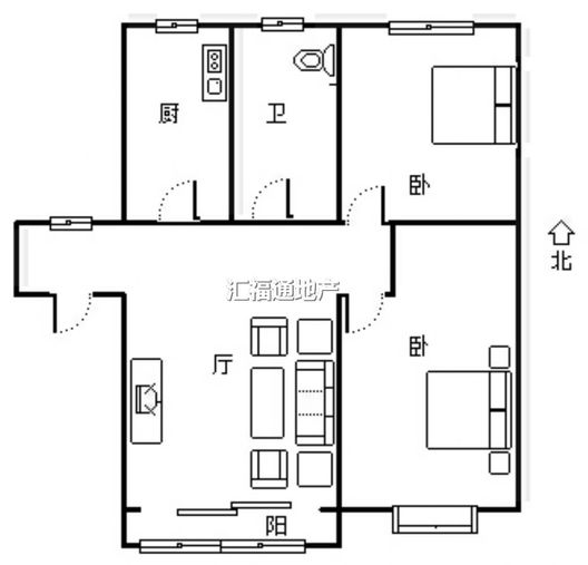 东方家园2室2厅1卫户型图