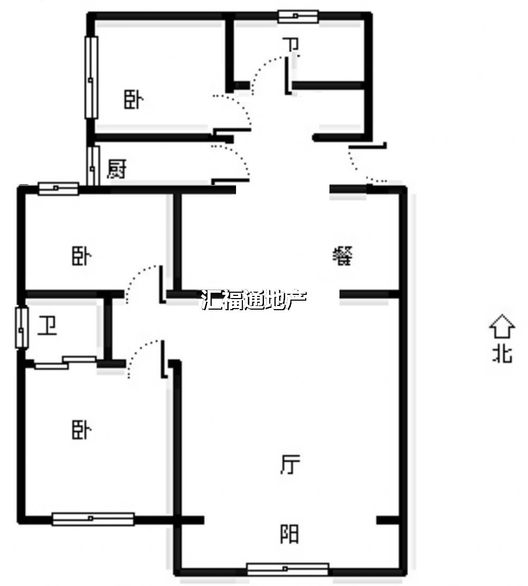 涿州市财政局家属院3室2厅2卫户型图