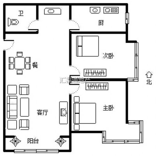 K2狮子城2室2厅1卫户型图