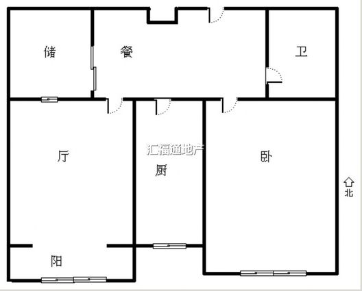 金竹花园1室1厅1卫户型图