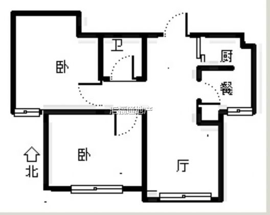 鸿坤理想湾2室2厅1卫户型图