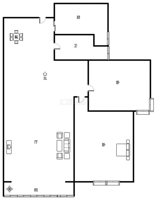 联合七号院2室2厅1卫户型图