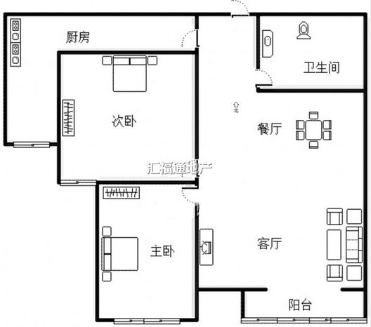 天筑逸城2室2厅1卫户型图