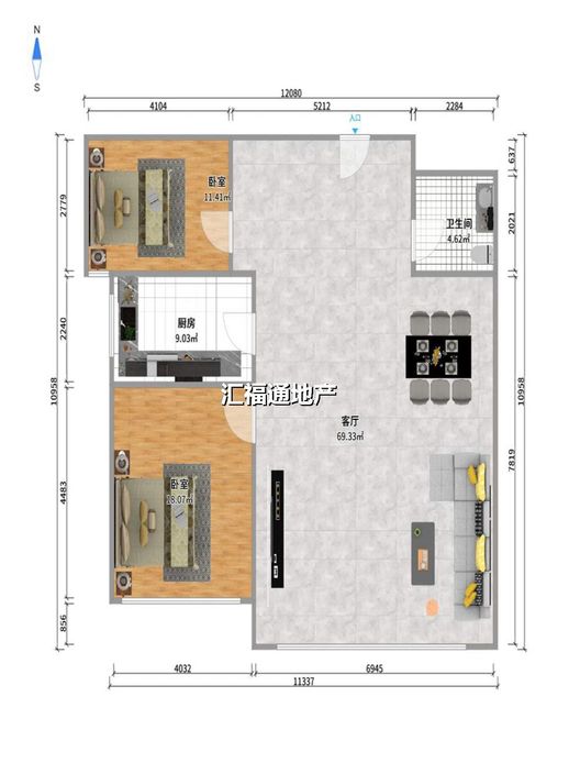 K2狮子城2室2厅1卫户型图