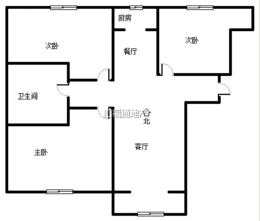鹏渤印象城·牛津花园3室2厅1卫户型图