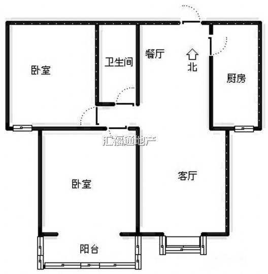 水岸花城2室2厅1卫户型图