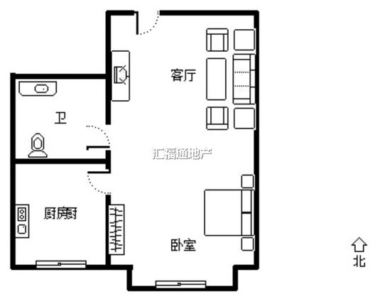 名流美域1室0厅1卫户型图