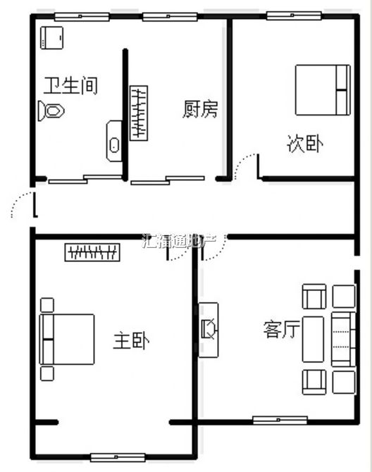 建安一公司家属院2室2厅1卫户型图