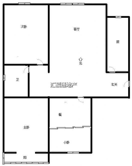 水岸花城3室2厅1卫户型图