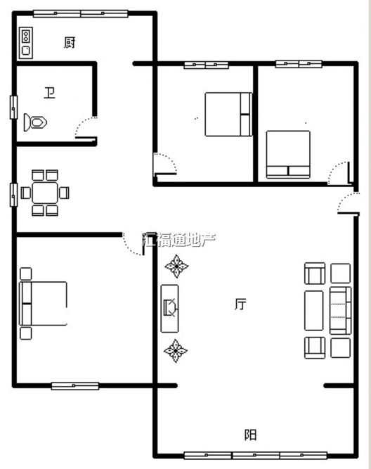 光明小区3室2厅1卫户型图