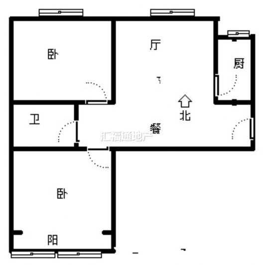 水岸花城2室2厅1卫户型图