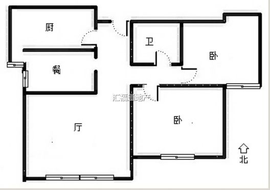 鸿坤理想湾2室2厅1卫户型图