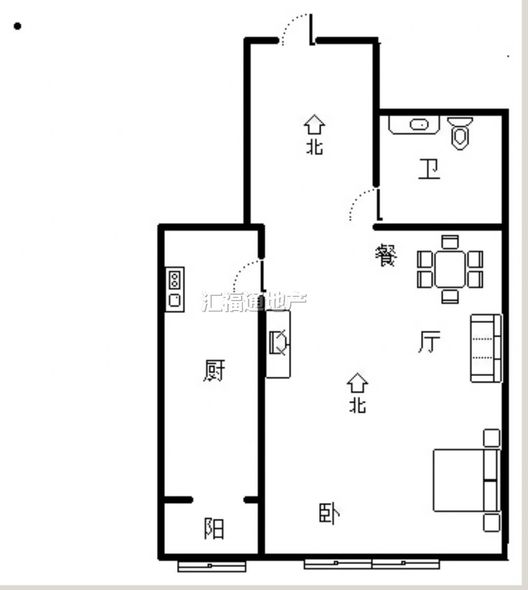 香港豪庭1室1厅1卫户型图