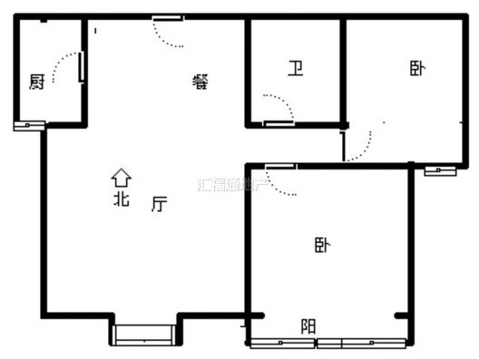 水岸花城2室2厅1卫户型图