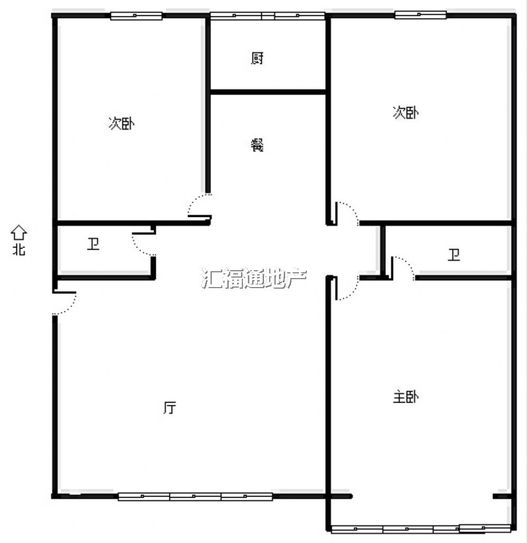 新府阳光二号院3室2厅2卫户型图