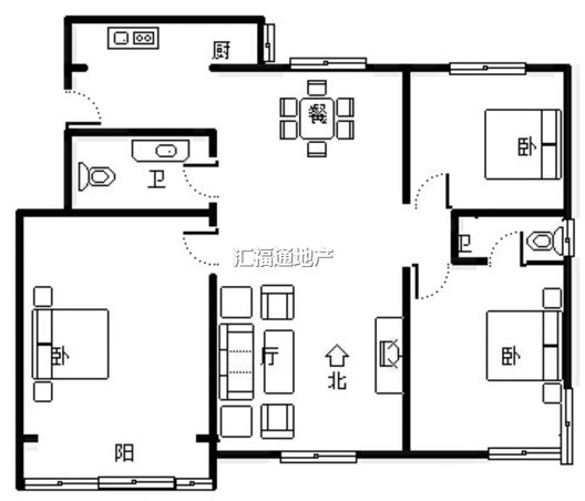 公园壹号3室2厅2卫户型图