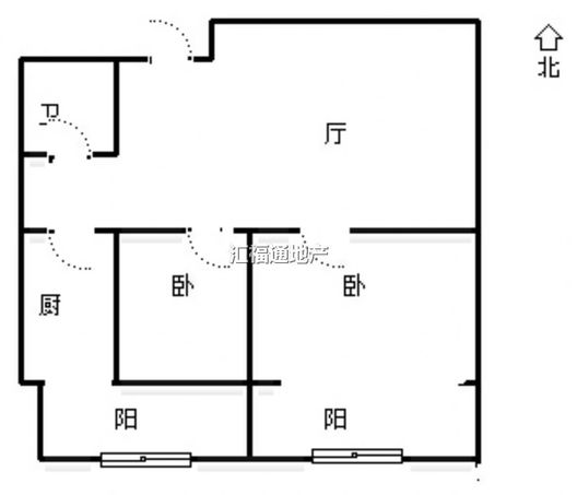 汇元尚品2室2厅1卫户型图