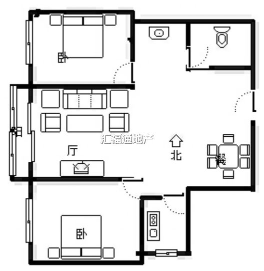 公园壹号2室2厅1卫户型图