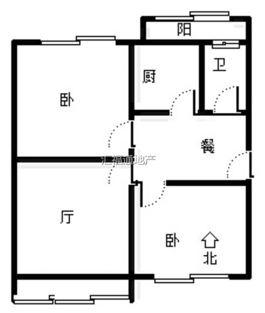 地质总局南院2室1厅1卫户型图