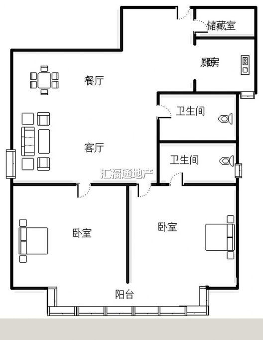 鸿盛凯旋门2室1厅1卫户型图