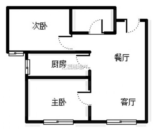 高铁新干线2室2厅1卫户型图