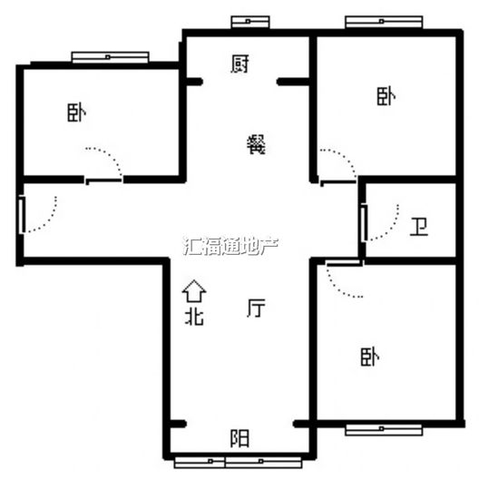 鹏渤印象城·牛津花园3室2厅1卫户型图