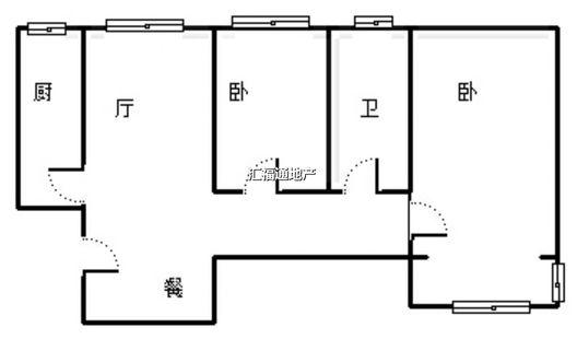 汇元新天地2室1厅1卫户型图