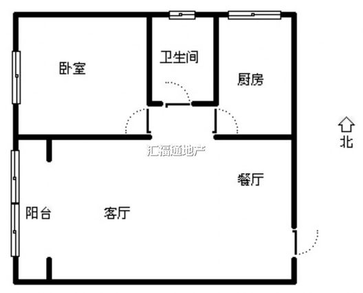 水岸花城1室1厅1卫户型图