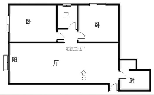 北京理想城2室1厅1卫户型图