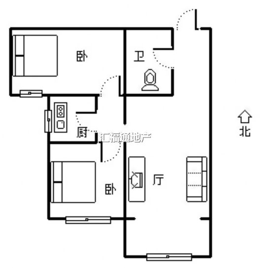 天保青花府2室2厅1卫户型图
