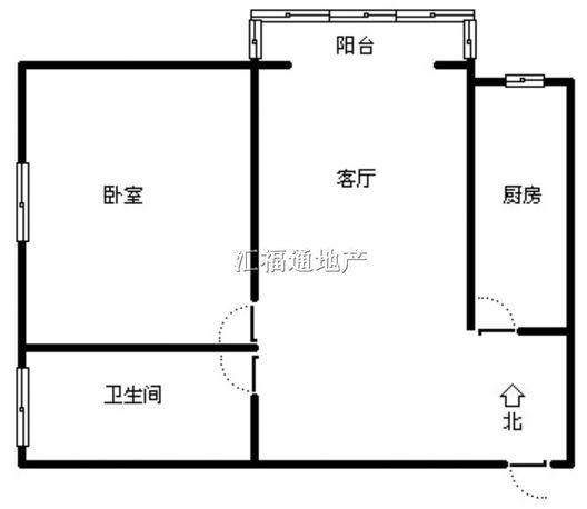 水岸花城1室1厅1卫户型图