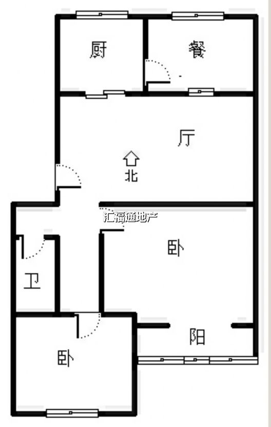 华北铝业生活小区（北院）3室2厅1卫户型图