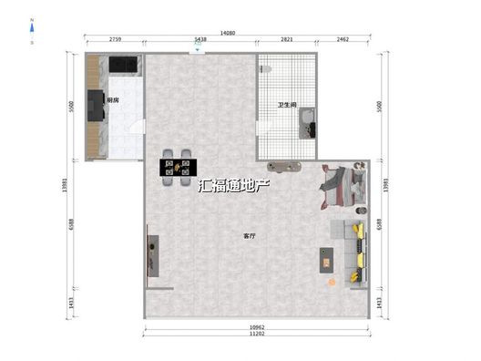 惠友万悦城1室1厅1卫户型图
