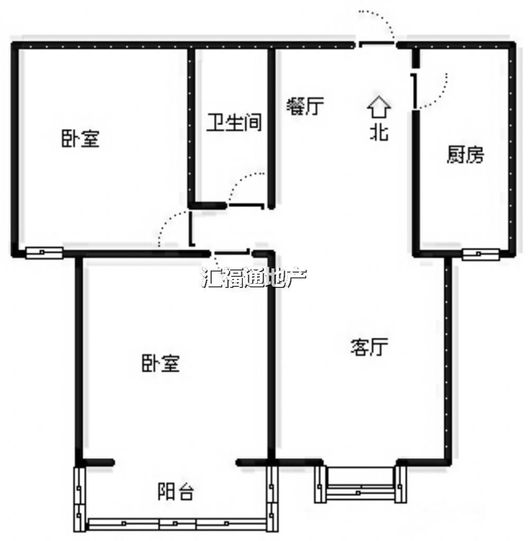 水岸花城2室1厅1卫户型图