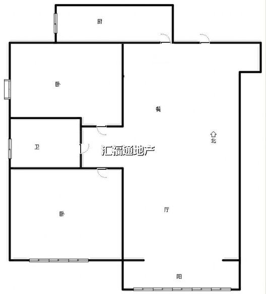 鸿坤理想湾2室1厅1卫户型图