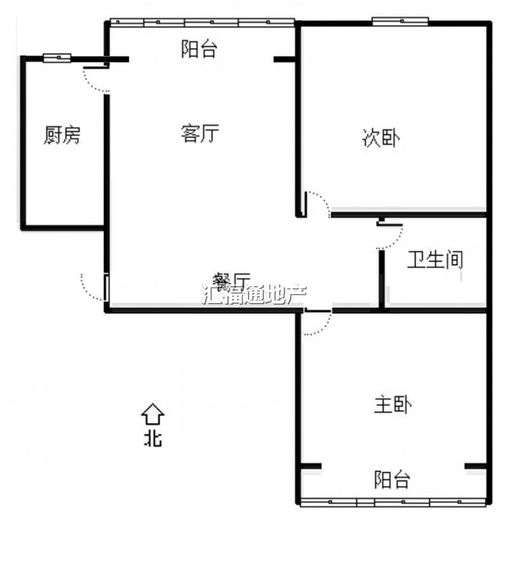 水岸花城2室2厅1卫户型图