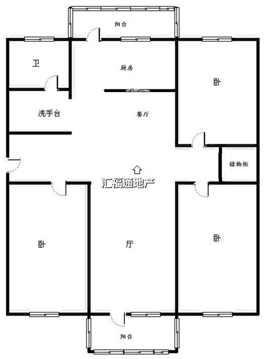 中铁建厂局家属楼3室2厅1卫户型图