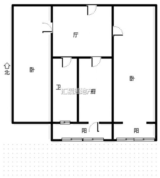 矿山局塑料厂家属院2室1厅1卫户型图